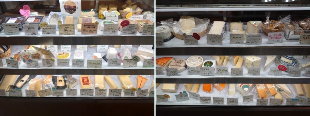 左が北海道のチーズ、右がヨーロッパのチーズ